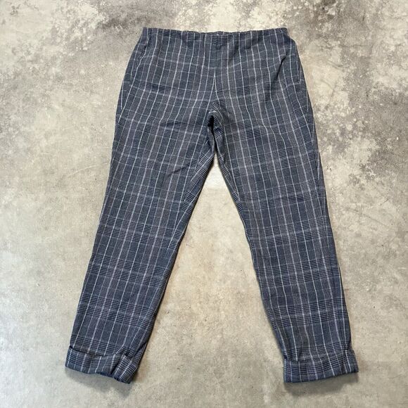 J Jill Premium Bi Stretch Pants Size 8 Plaid Ponte Welt-Pockets Slim-Leg Pull On - Picture 1 of 11